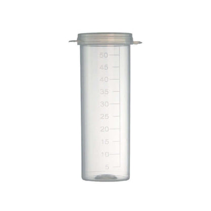 50mL flat-bottom centrifuge tube with attached cap and volume graduations for milk testing and laboratory use