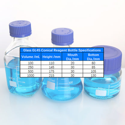 GL 45 conical reagent bottle