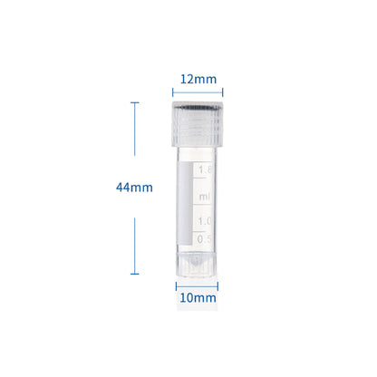 Self standing cryovial tube with scale