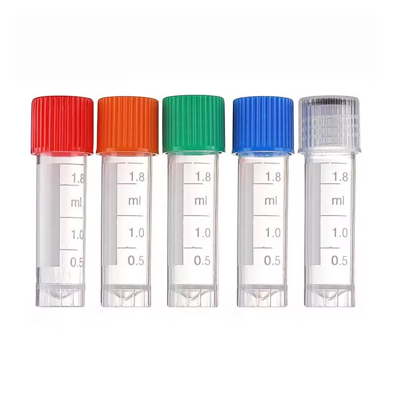 Self standing cryovial tube with scale