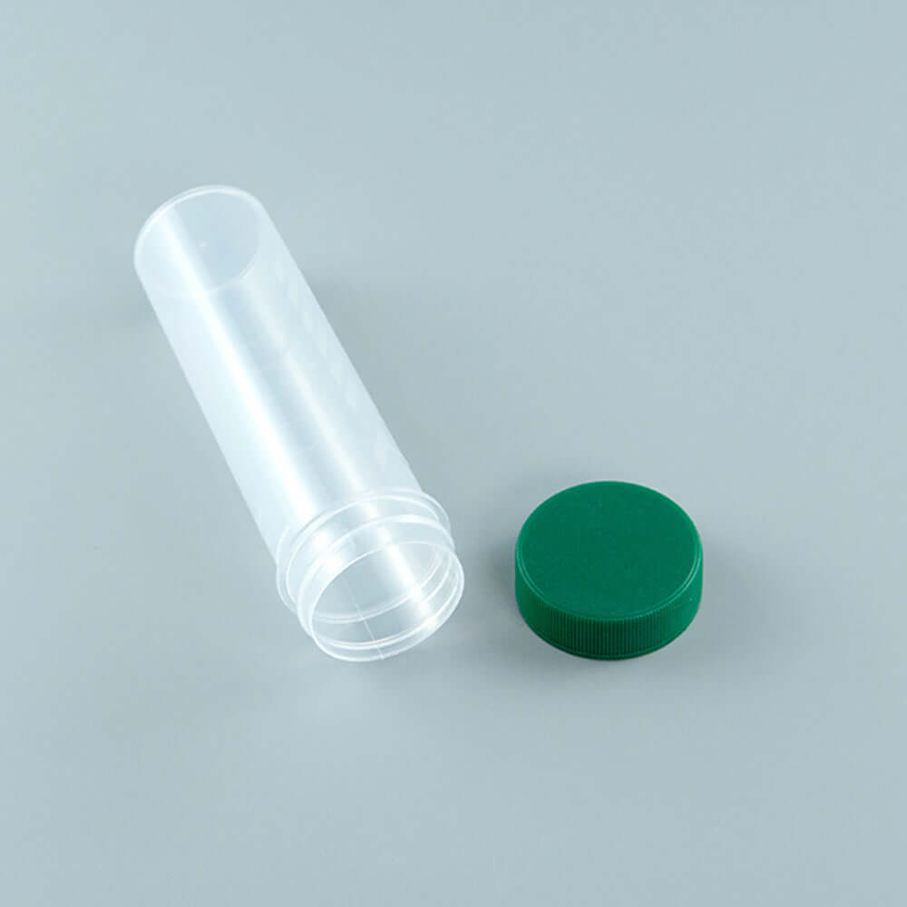 50mL flat-bottom digestion tube centrifuge tube with green cap, ideal for Kjeldahl digestion processes in laboratory nitrogen analysis.