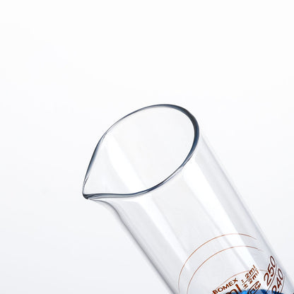 Glass measuring cylinder with hexagonal base