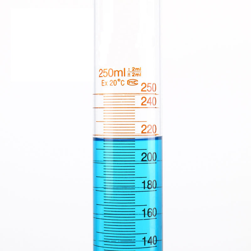 Glass measuring cylinder with hexagonal base