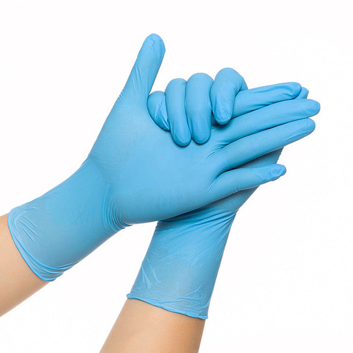 Powder free lab blue disposable nitrile gloves