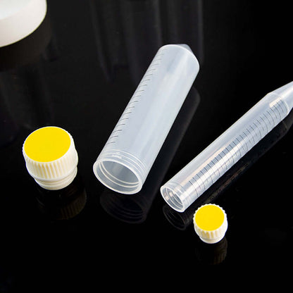 Internal rotation round bottom centrifuge tubes with yellow caps on a black background