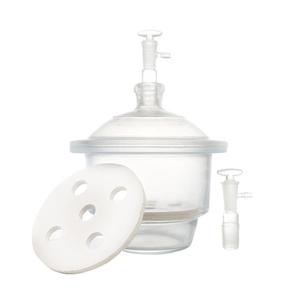 Glass vacuum desiccator with porcelain plate